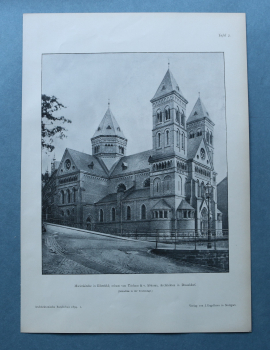 Kunstdruck Architektur Elberfeld 1894 Marienkirche Elberfeld erbaut Tüshaus & v Abbema